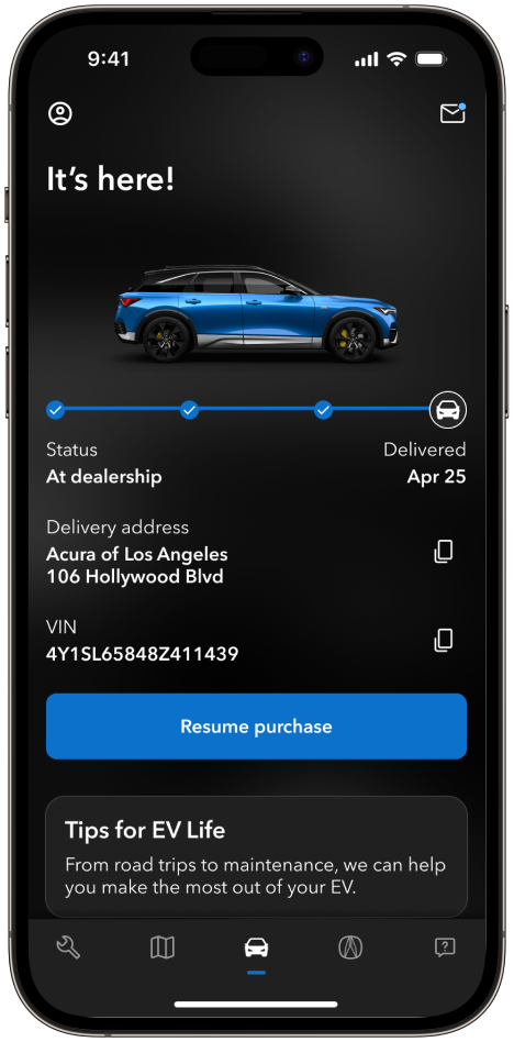 Vehicle delivery tracking